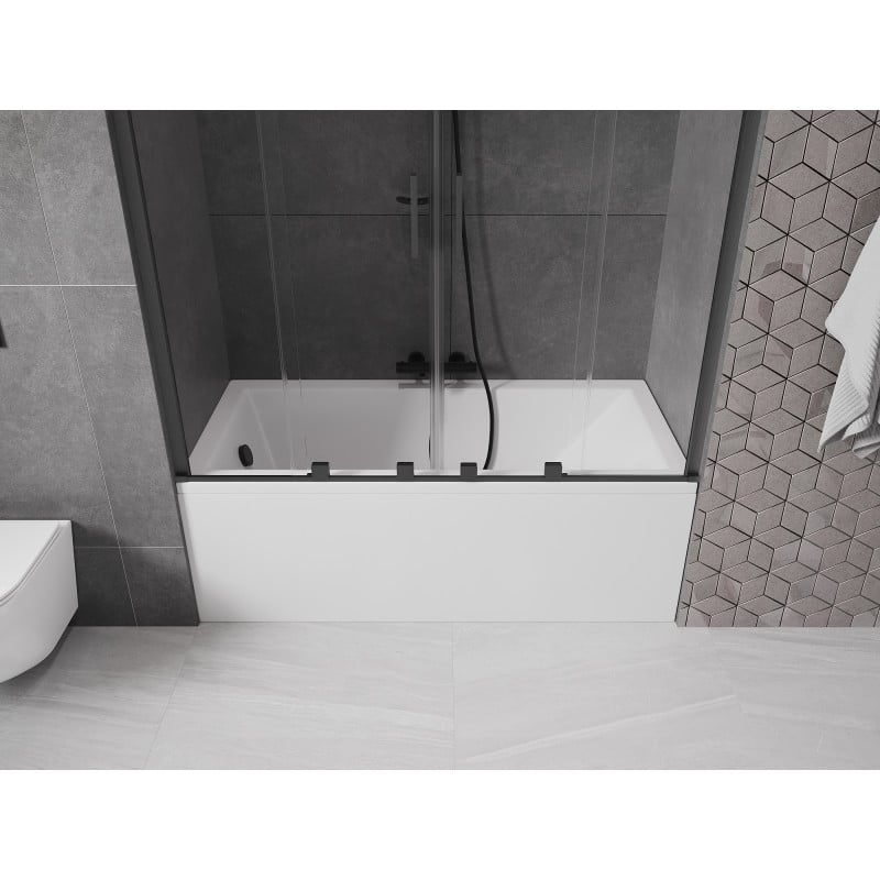 Mexen Velar Duo parawan nawannowy 2-skrzydłowy rozsuwany 160 x 150 cm, transparent, czarny - 896-160-000-02-70