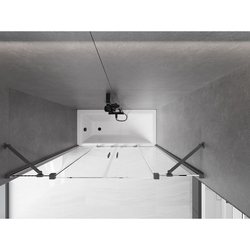 Mexen Velar Duo parawan nawannowy 2-skrzydłowy rozsuwany 150 x 150 cm, transparent, gun gray szczotkowany - 896-150-000-02-66