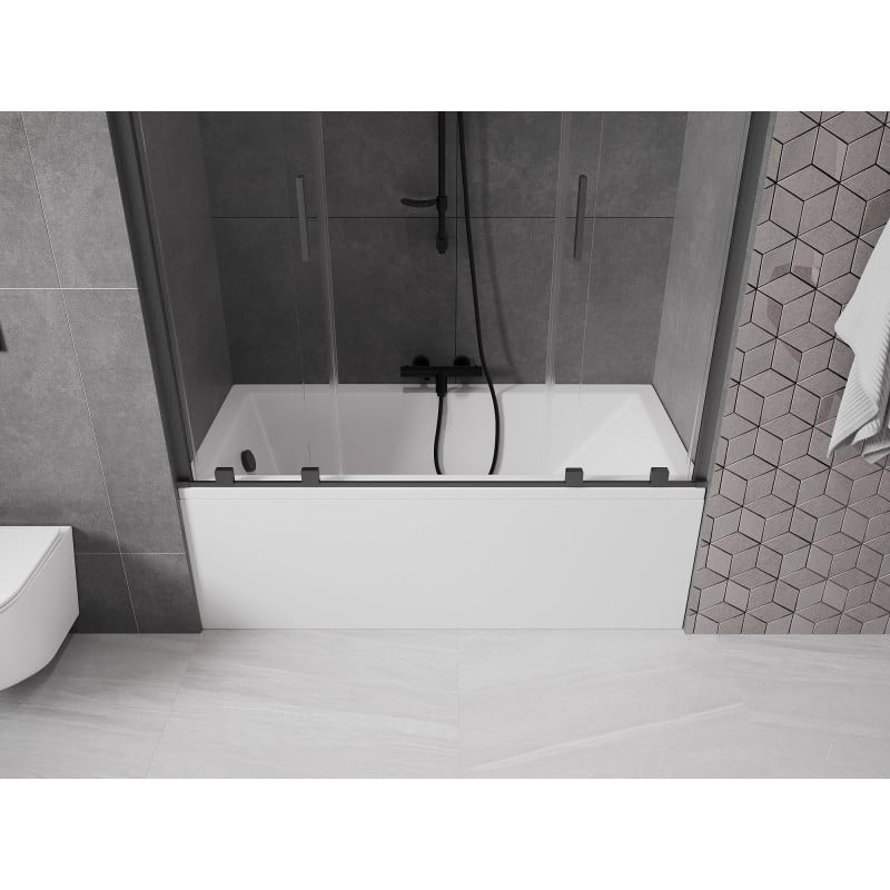 Mexen Velar Duo parawan nawannowy 2-skrzydłowy rozsuwany 160 x 150 cm, transparent, gun gray szczotkowany - 896-160-000-02-66