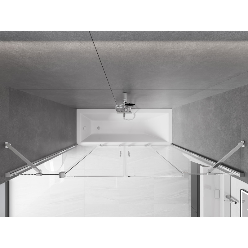 Mexen Velar Duo parawan nawannowy 2-skrzydłowy rozsuwany 170 x 150 cm, transparent, chrom - 896-170-000-02-01