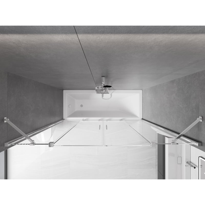 Mexen Velar Duo parawan nawannowy 2-skrzydłowy rozsuwany 180 x 150 cm, transparent, chrom - 896-180-000-02-01