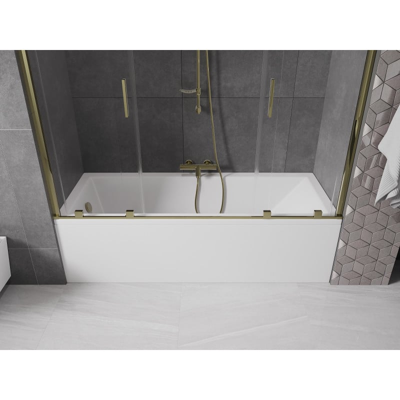Mexen Velar Duo parawan nawannowy 2-skrzydłowy rozsuwany 180 x 150 cm, transparent, złoty - 896-180-000-02-50