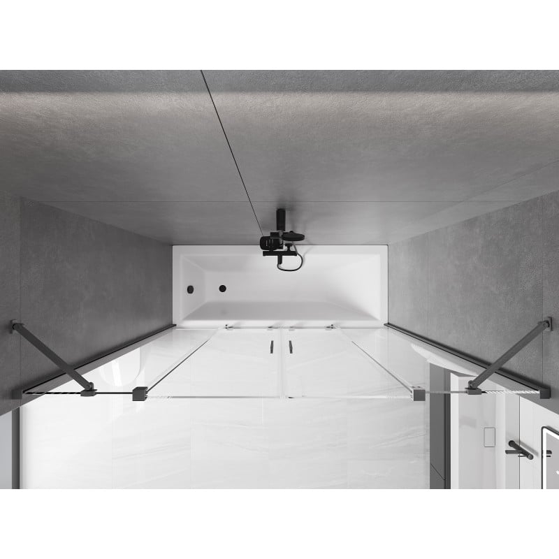 Mexen Velar Duo parawan nawannowy 2-skrzydłowy rozsuwany 170 x 150 cm, transparent, gun gray szczotkowany - 896-170-000-02-66