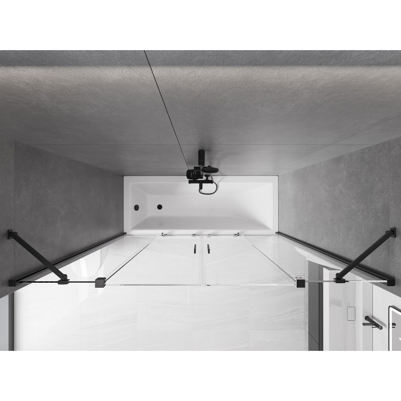 Mexen Velar Duo parawan nawannowy 2-skrzydłowy rozsuwany 170 x 150 cm, transparent, czarny - 896-170-000-02-70
