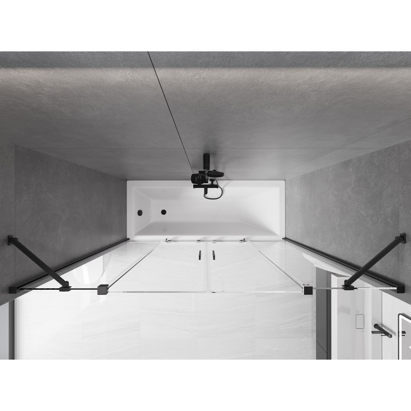 Mexen Velar Duo parawan nawannowy 2-skrzydłowy rozsuwany 200 x 150 cm, transparent, czarny - 896-200-000-02-70