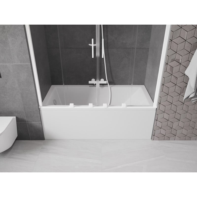 Mexen Velar Duo parawan nawannowy 2-skrzydłowy rozsuwany 140 x 150 cm, transparent, biały - 896-140-000-02-20