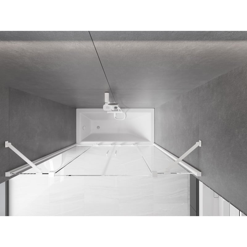 Mexen Velar Duo parawan nawannowy 2-skrzydłowy rozsuwany 140 x 150 cm, transparent, biały - 896-140-000-02-20
