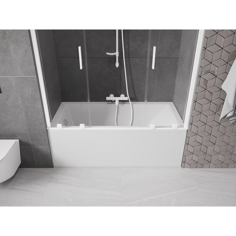 Mexen Velar Duo parawan nawannowy 2-skrzydłowy rozsuwany 150 x 150 cm, transparent, biały - 896-150-000-02-20