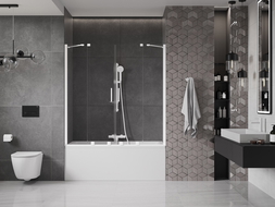 Mexen Velar Duo parawan nawannowy 2-skrzydłowy rozsuwany 150 x 150 cm, transparent, biały - 896-150-000-02-20