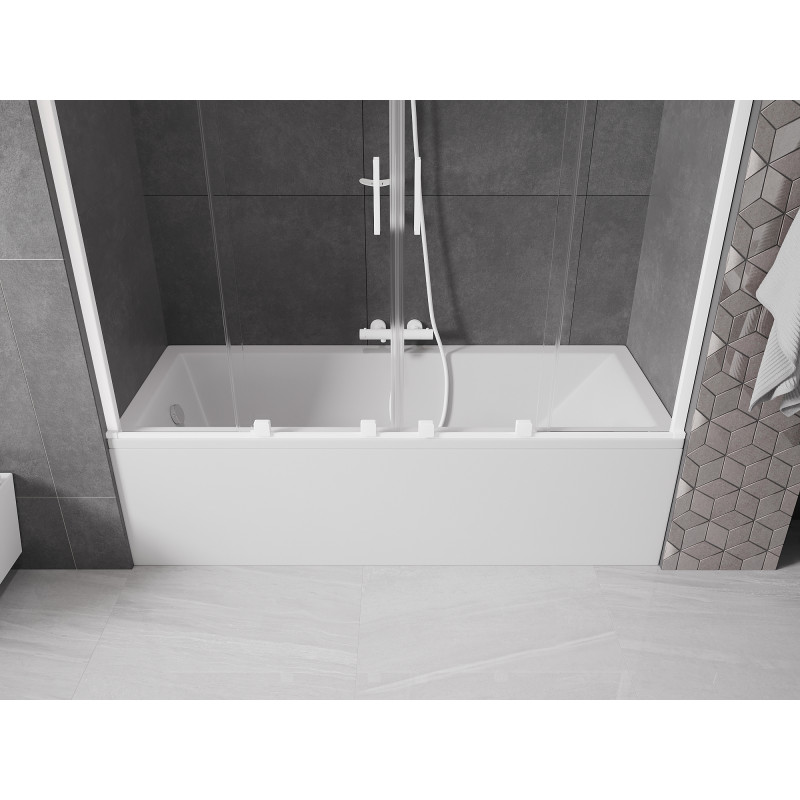 Mexen Velar Duo parawan nawannowy 2-skrzydłowy rozsuwany 200 x 150 cm, transparent, biały - 896-200-000-02-20