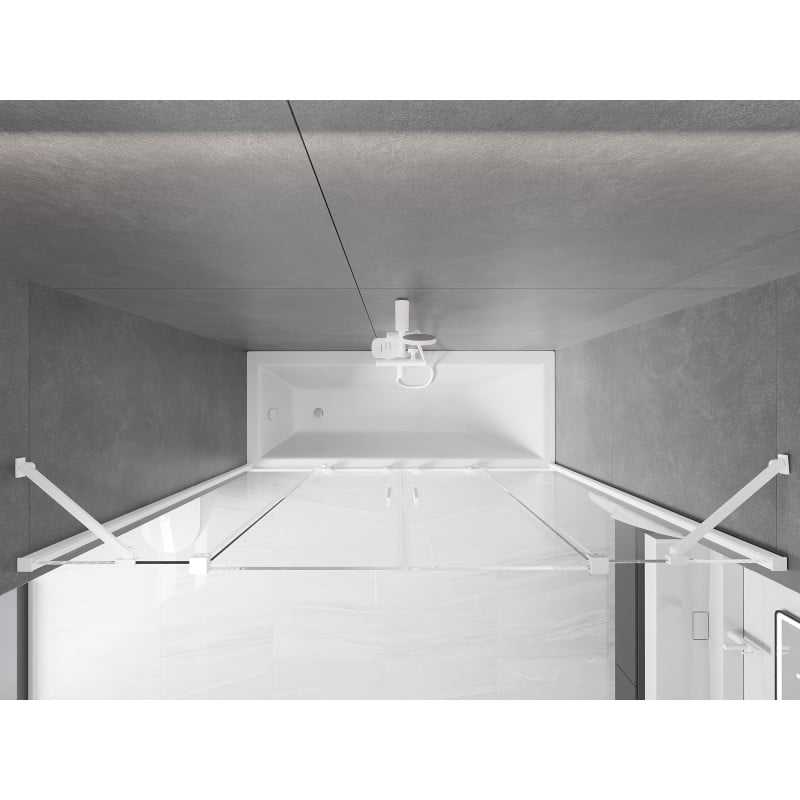 Mexen Velar Duo parawan nawannowy 2-skrzydłowy rozsuwany 200 x 150 cm, transparent, biały - 896-200-000-02-20