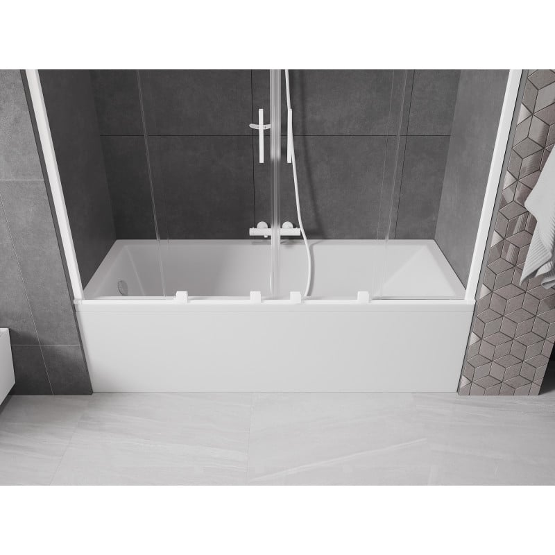 Mexen Velar Duo parawan nawannowy 2-skrzydłowy rozsuwany 180 x 150 cm, transparent, biały - 896-180-000-02-20