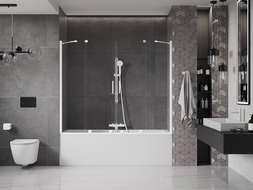 Mexen Velar Duo parawan nawannowy 2-skrzydłowy rozsuwany 170 x 150 cm, transparent, biały - 896-170-000-02-20