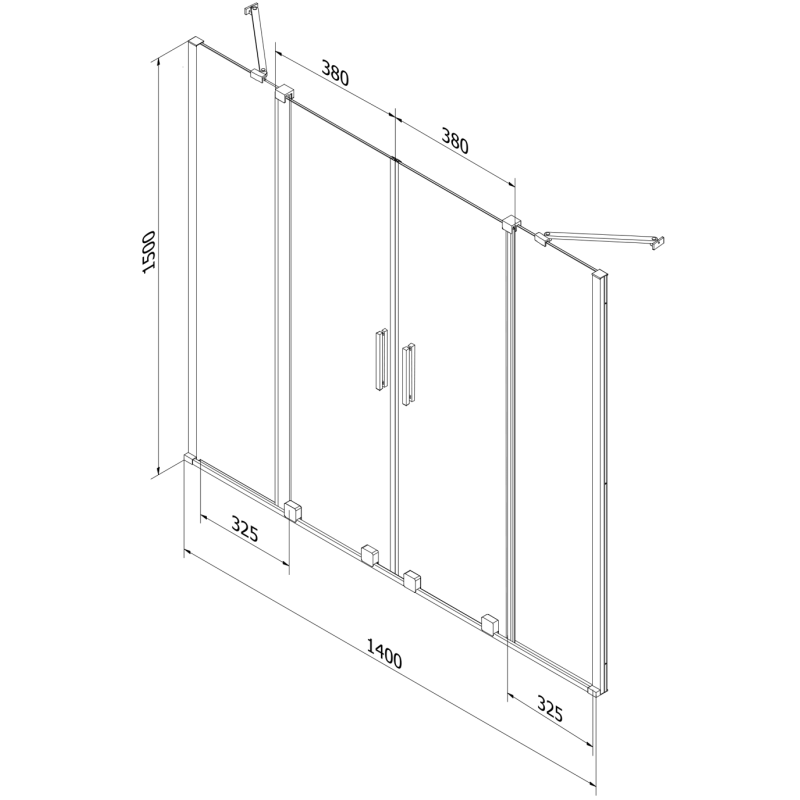 Mexen Velar Duo parawan nawannowy 2-skrzydłowy rozsuwany 140 x 150 cm, transparent, biały - 896-140-000-02-20