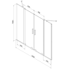 Mexen Velar Duo parawan nawannowy 2-skrzydłowy rozsuwany 150 x 150 cm, transparent, złoty - 896-150-000-02-50