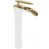 Mexen Lyra bateria umywalkowa wysoka, biała/złota - 745310-25