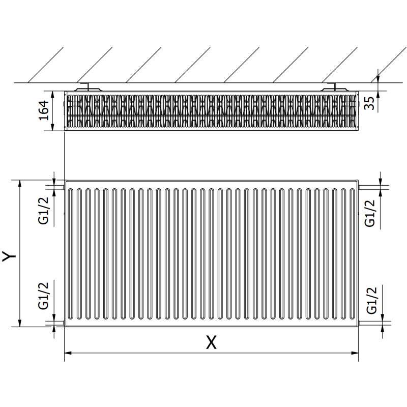 Mexen C33 grzejnik płytowy 500 x 1200 mm, podłączenie boczne, 2425 W, biały - W433-050-120-00