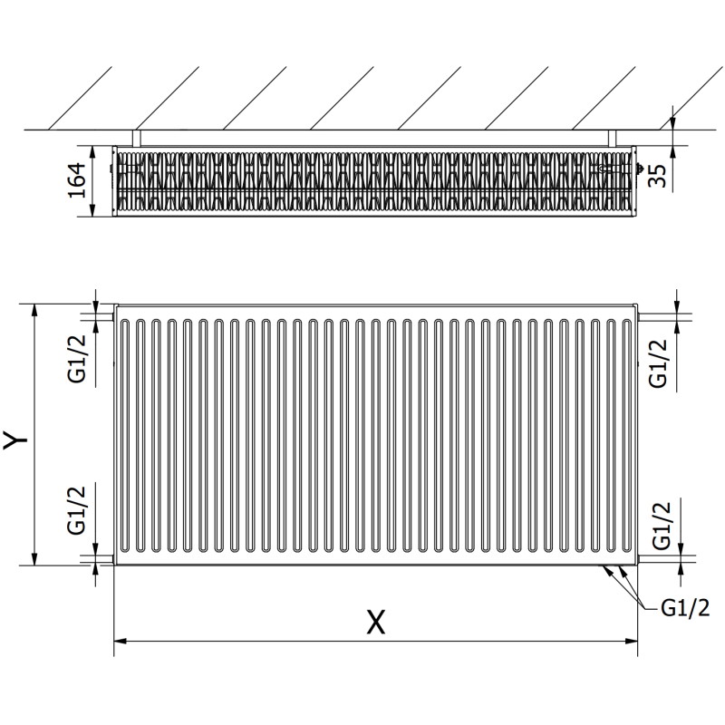 Mexen CV33 grzejnik płytowy 500 x 900 mm, podłączenie dolne, 1819 W, biały - W633-050-090-00