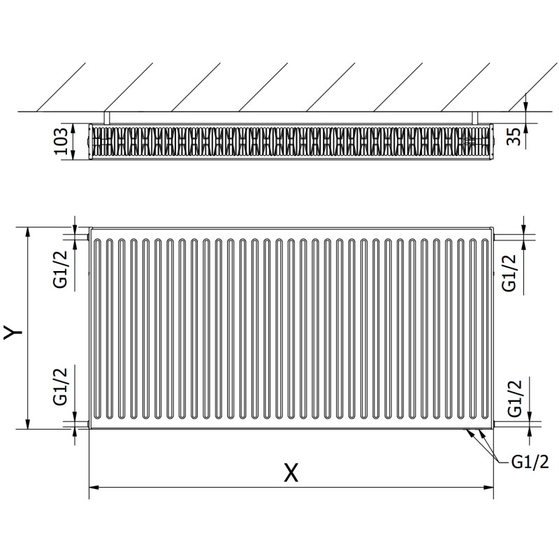 Mexen CV22 grzejnik płytowy 600 x 800 mm, podłączenie dolne, 1322 W, biały - W622-060-080-00