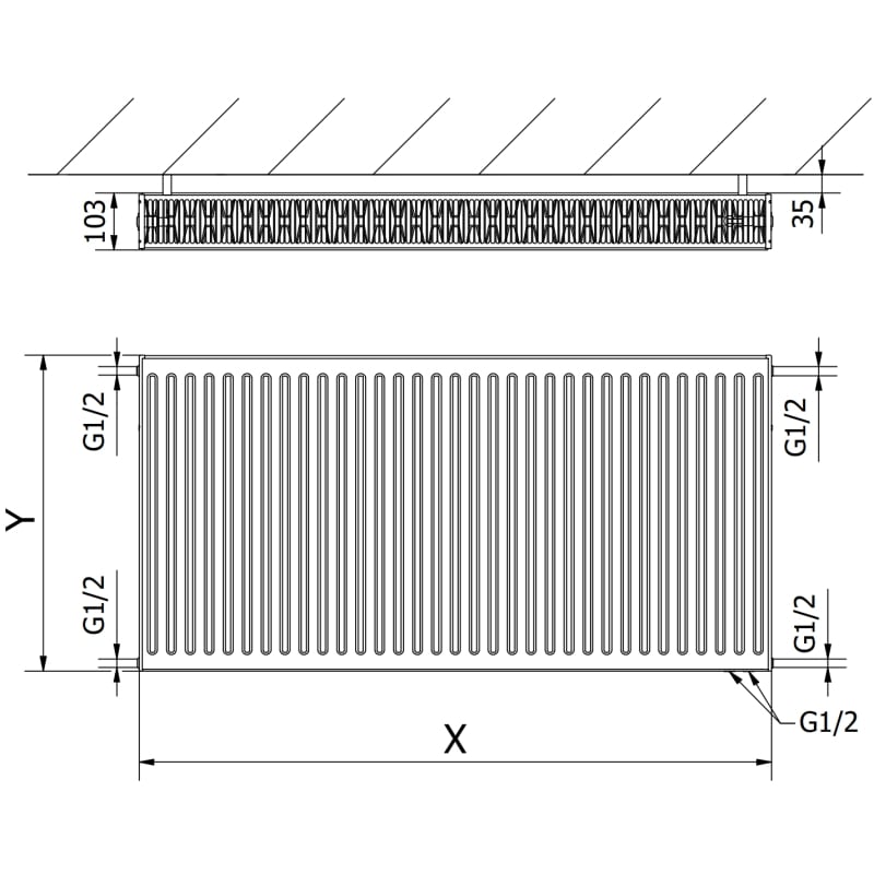 Mexen CV22 grzejnik płytowy 600 x 1600 mm, podłączenie dolne, 2644 W, biały - W622-060-160-00