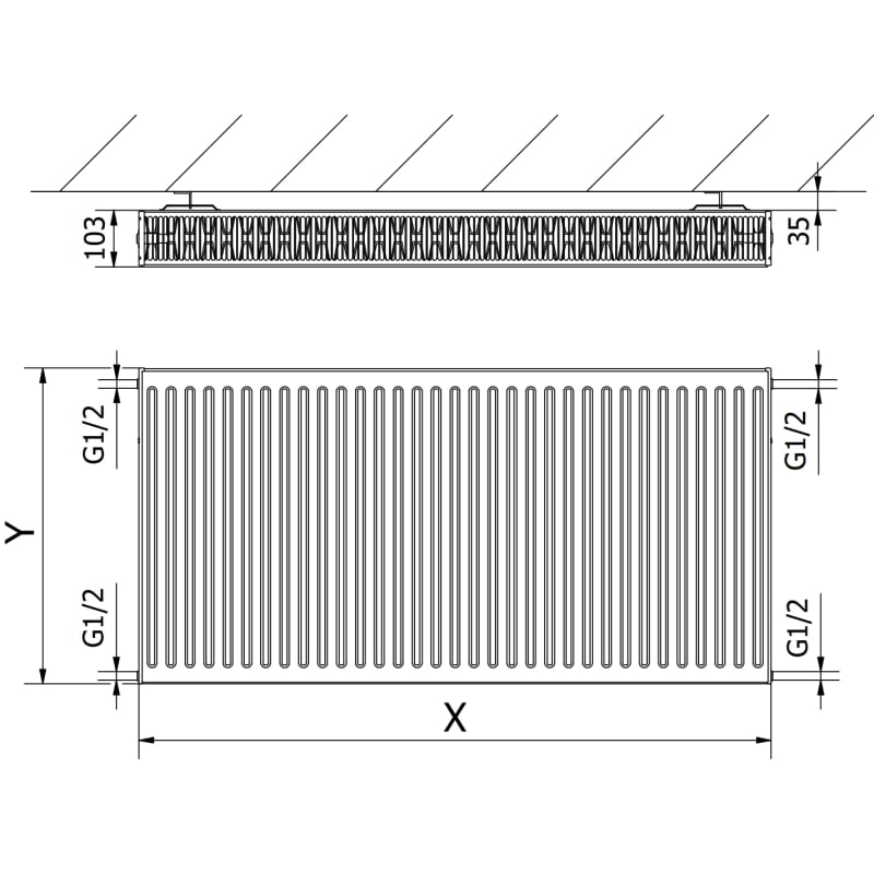 Mexen C22 grzejnik płytowy 600 x 1500 mm, podłączenie boczne, 2479 W, biały - W422-060-150-00