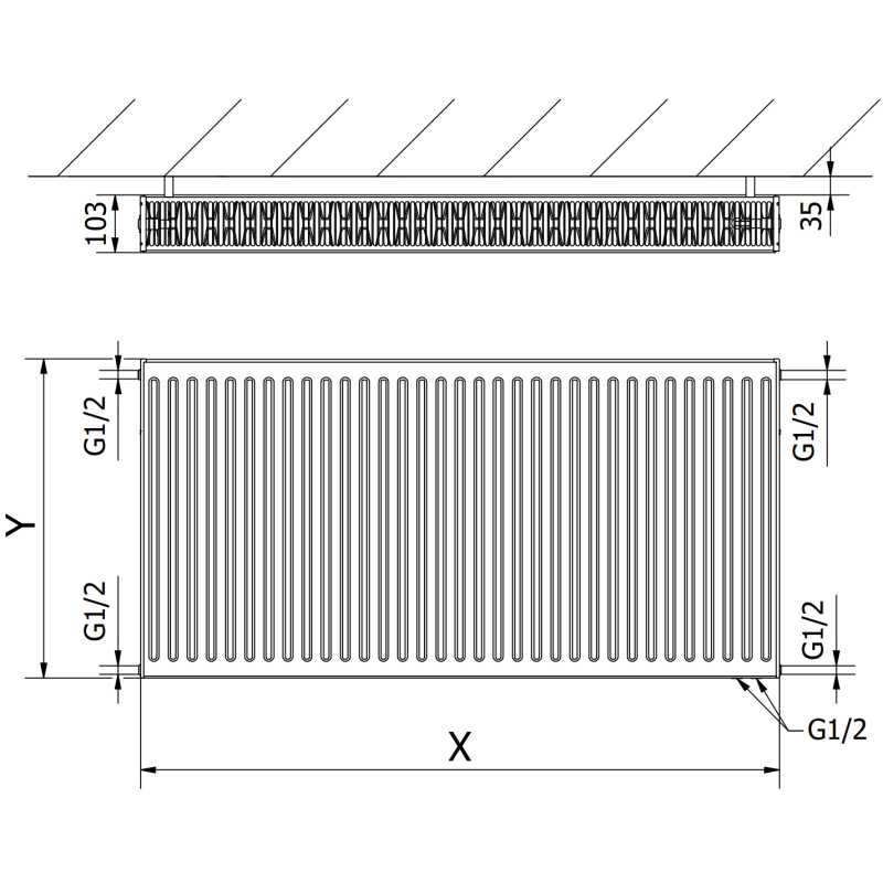 Mexen CV22 grzejnik płytowy 900 x 500 mm, podłączenie dolne, 1142 W, biały - W622-090-050-00