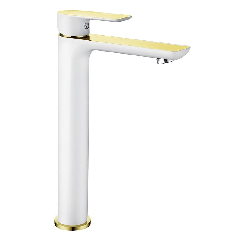 Mexen Alfa bateria umywalkowa wysoka, biała/złota - 745710-25