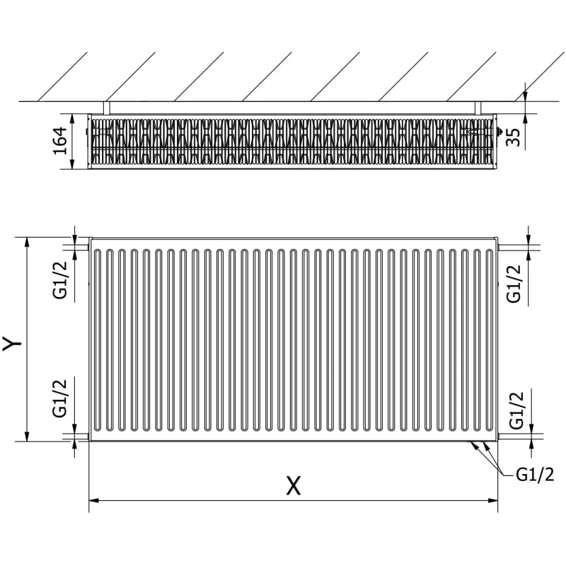 Mexen CV33 grzejnik płytowy 600 x 1200 mm, podłączenie dolne, 2801 W, biały - W633-060-120-00