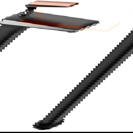 Mexen Purus bateria umywalkowa wysoka, czarna/różowo złota - 745810-76