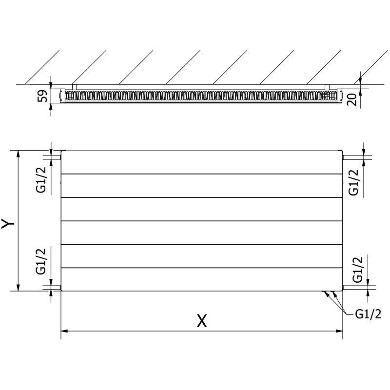 Mexen Line CVL11 grzejnik płytowy 300 x 1000 mm, podłączenie dolne, 455 W, biały - W611L-030-100-00