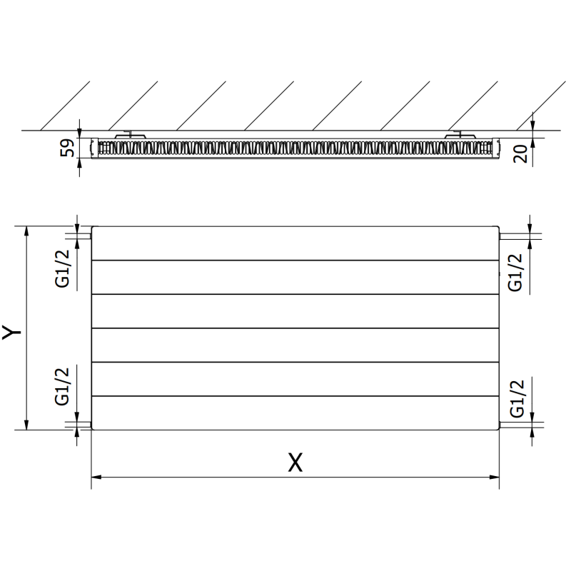 Mexen Line CL11 grzejnik płytowy 600 x 600 mm, podłączenie boczne, 470 W, biały - W411L-060-060-00