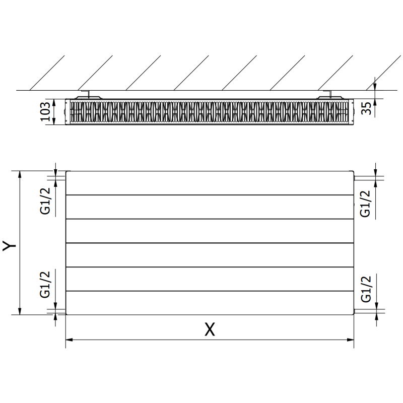 Mexen Line CL22 grzejnik płytowy 400 x 1300 mm, podłączenie boczne, 1479 W, biały - W422L-040-130-00