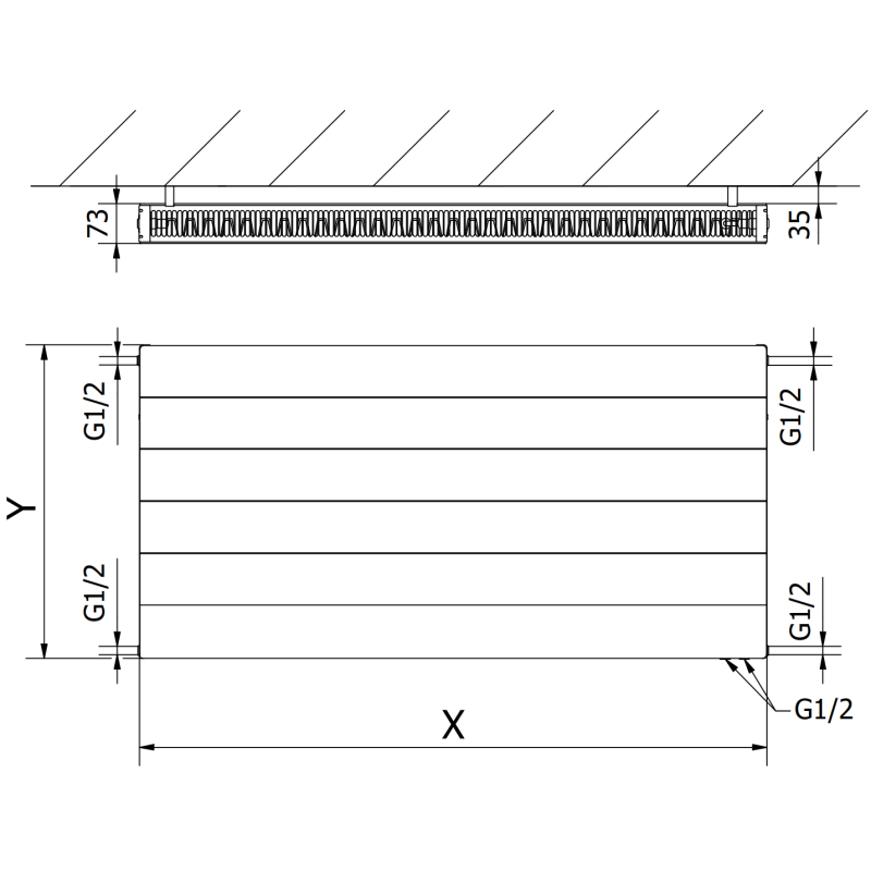 Mexen Line CVL21 grzejnik płytowy 500 x 400 mm, podłączenie dolne, 403 W, biały - W621L-050-040-00