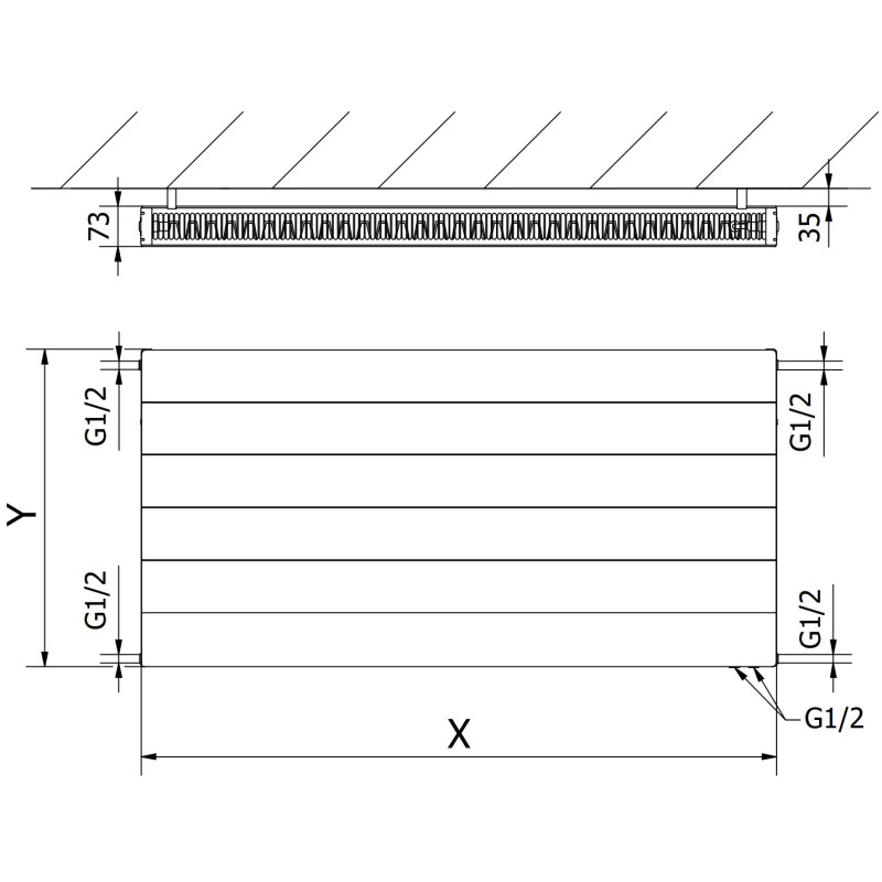 Mexen Line CVL21 grzejnik płytowy 500 x 800 mm, podłączenie dolne, 807 W, biały - W621L-050-080-00