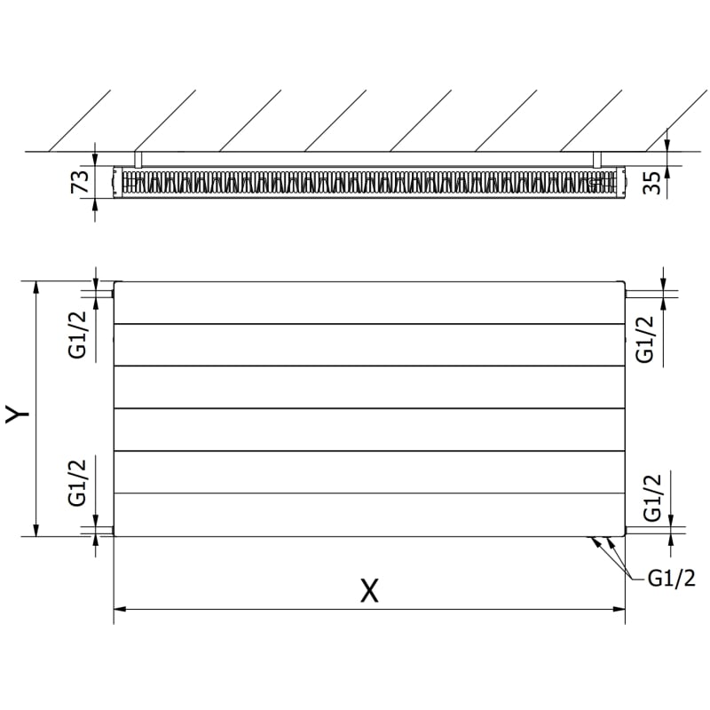Mexen Line CVL21 grzejnik płytowy 500 x 1600 mm, podłączenie dolne, 1613 W, biały - W621L-050-160-00