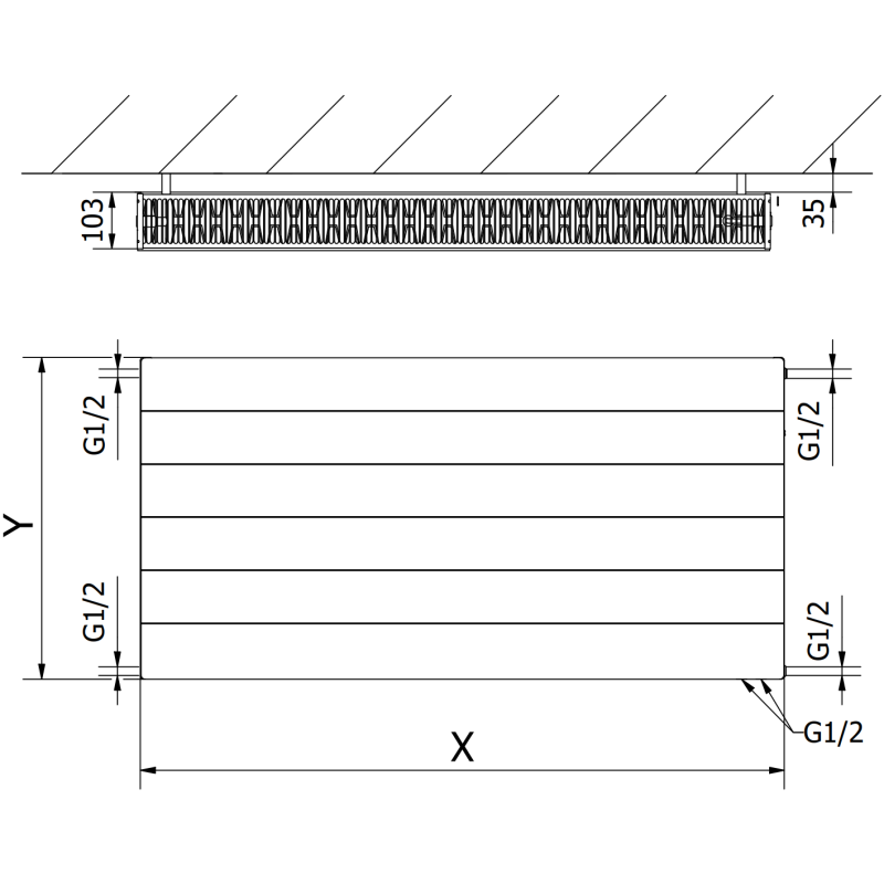 Mexen Line CVL22 grzejnik płytowy 900 x 1500 mm, podłączenie dolne, 3299 W, biały - W622L-090-150-00