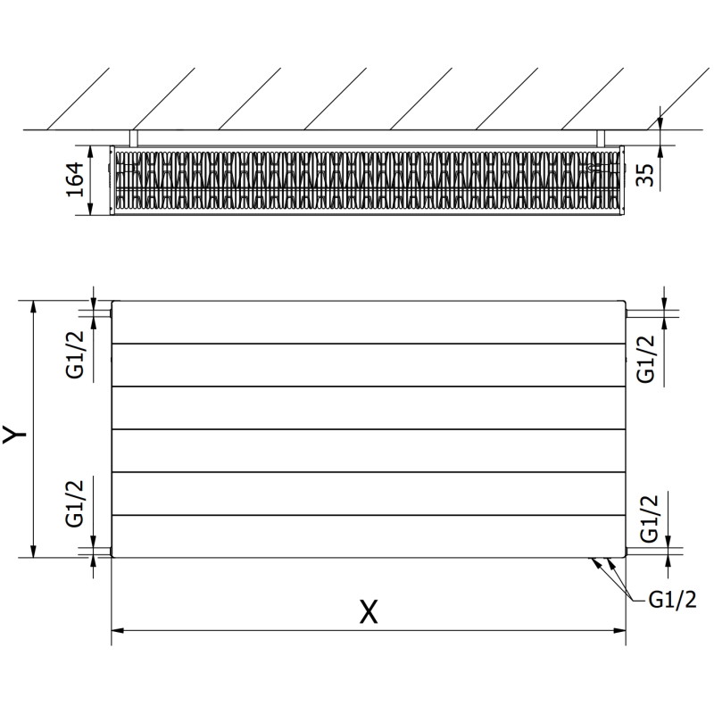 Mexen Line CVL33 grzejnik płytowy 300 x 1400 mm, podłączenie dolne, 1736 W, biały - W633L-030-140-00