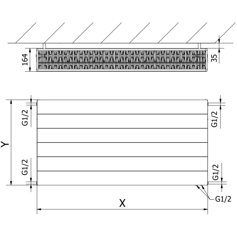 Mexen Line CVL33 grzejnik płytowy 500 x 2000 mm, podłączenie dolne, 3802 W, biały - W633L-050-200-00