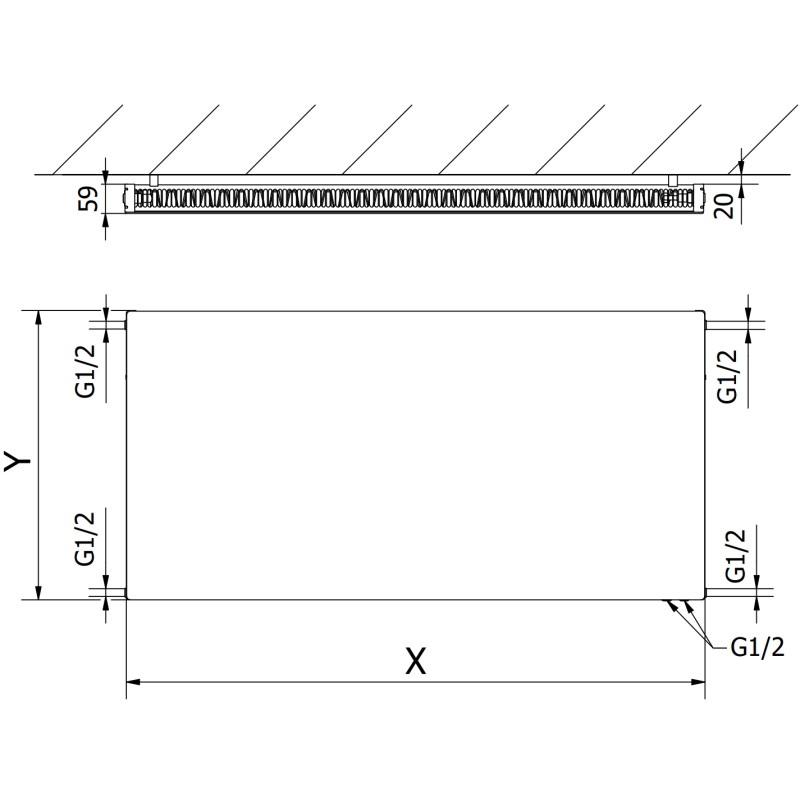 Mexen Flat CVF11 grzejnik płytowy 600 x 700 mm, podłączenie dolne, 548 W, biały - W611F-060-070-00