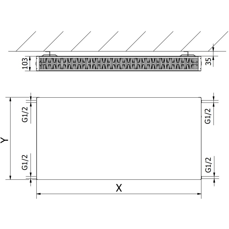 Mexen Flat CF22 grzejnik płytowy 600 x 1200 mm, podłączenie boczne, 1899 W, biały - W422F-060-120-00
