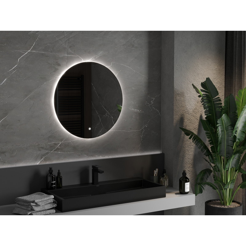 Mexen Erg lustro łazienkowe podświetlane, okragłe 70 cm, LED 6000K, antypara - 9823-070-070-611-00
