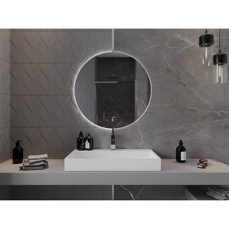 Mexen Erg lustro łazienkowe podświetlane, okragłe 80 cm, LED 6000K, antypara - 9823-080-080-611-00