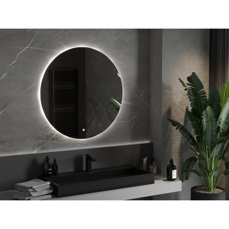 Mexen Erg lustro łazienkowe podświetlane, okragłe 90 cm, LED 6000K, antypara - 9823-090-090-611-00