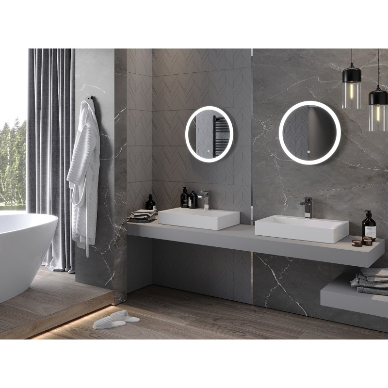 Mexen Oro lustro łazienkowe podświetlane, okragłe 50 cm, LED 6000K, antypara - 9824-050-050-611-00