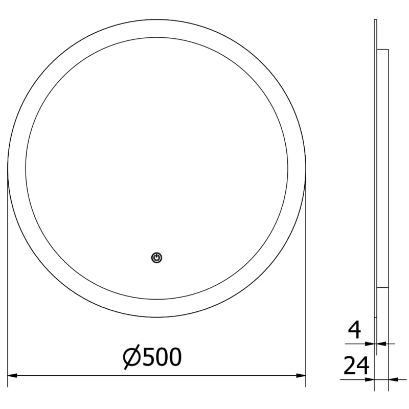 Mexen Oro lustro łazienkowe podświetlane, okragłe 50 cm, LED 6000K, antypara - 9824-050-050-611-00
