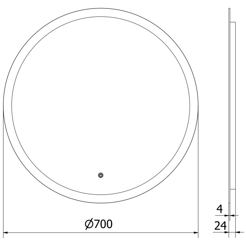 Mexen Oro lustro łazienkowe podświetlane, okragłe 70 cm, LED 6000K, antypara - 9824-070-070-611-00