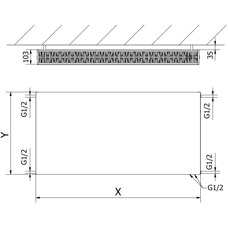 Mexen Flat CVF22 grzejnik płytowy 300 x 1200 mm, podłączenie dolne, 1081 W, biały - W622F-030-120-00