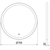 Mexen Esso lustro łazienkowe podświetlane, okragłe 70 cm, LED 6000K, antypara, rama złota - 9825-070-070-611-50
