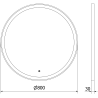 Mexen Esso lustro łazienkowe podświetlane, okragłe 80 cm, LED 6000K, antypara, rama złota - 9825-080-080-611-50