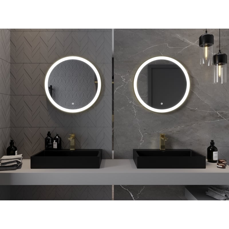 Mexen Esso lustro łazienkowe podświetlane, okragłe 60 cm, LED 6000K, antypara, rama złota szczotkowana - 9825-060-060-611-50